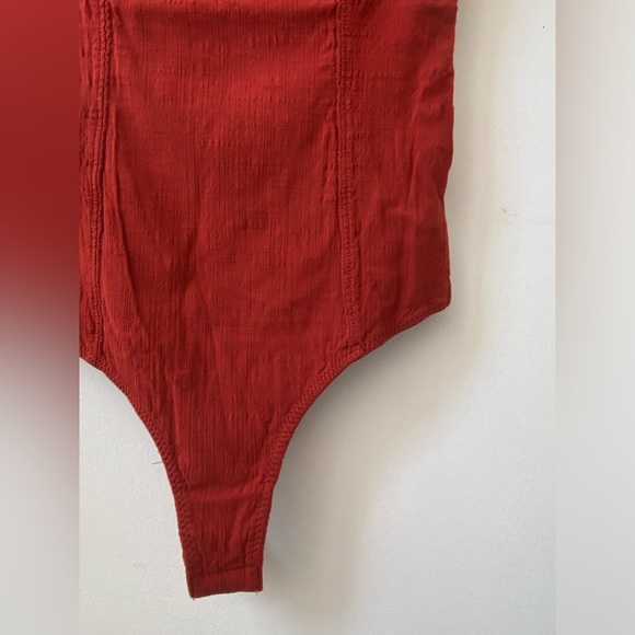 intimately free people red corset style short sleeve thing body suit sz. s - Picture 3 of 10